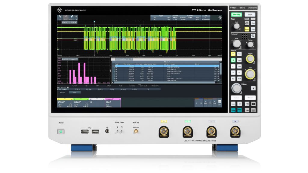 The R&S®RTO6 oscilloscope triggers and decodes continuous SpaceWire data streams.