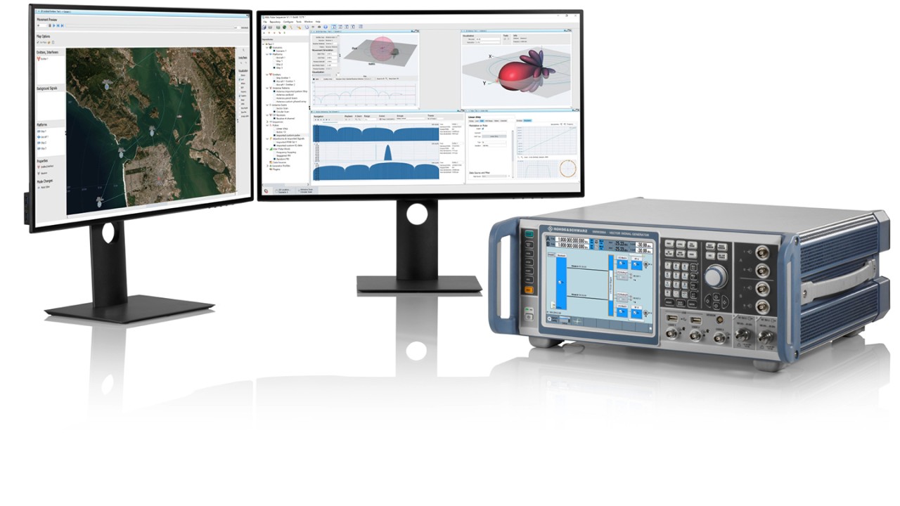 Fig. 1: Generate complex radar scenarios. With the R&S®Pulse Sequencer radar simulation software and the R&S®SMW200A vector signal generator